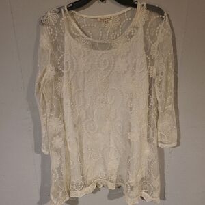 Indigo Soul.Boho  Cream Floral Lace Tunic/dress
